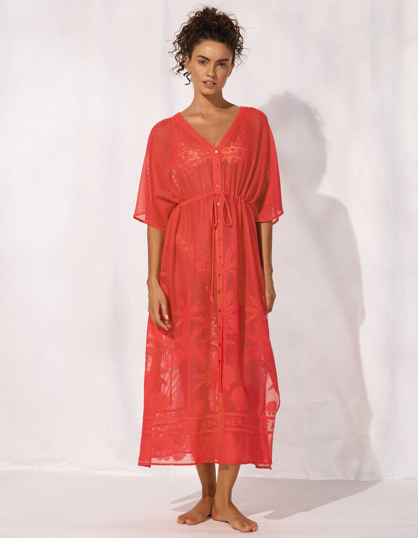 buttoned dress - 073 - coral sunset