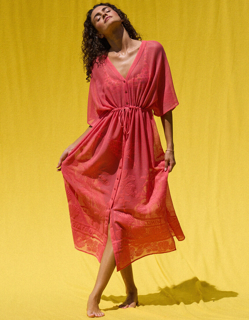 buttoned dress - 073 - coral sunset