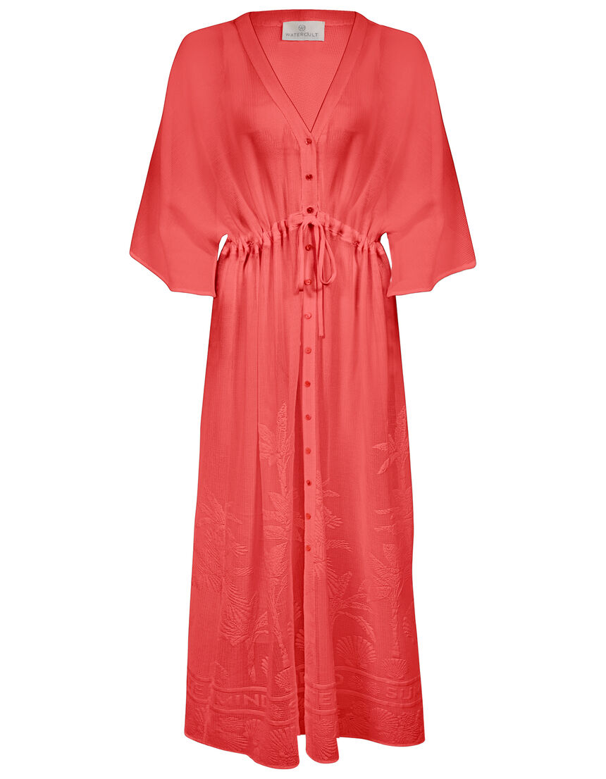 buttoned dress - 073 - coral sunset