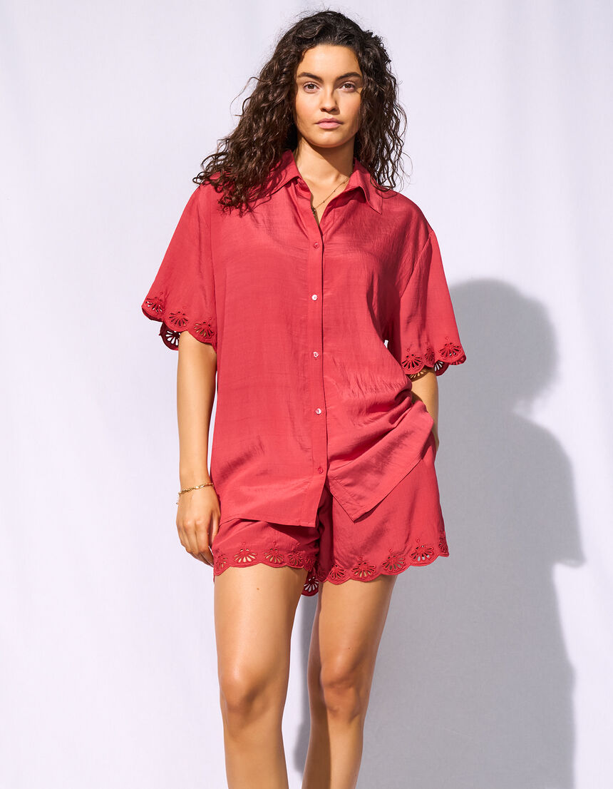 shirt with embroidery - 125 - crimson dusk