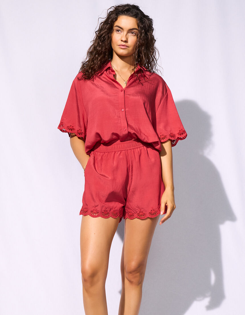 shorts with embroidery - 125 - crimson dusk