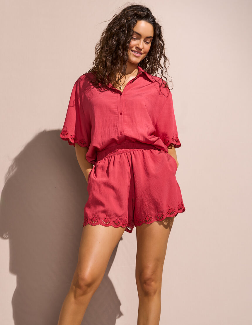 shorts with embroidery - 125 - crimson dusk