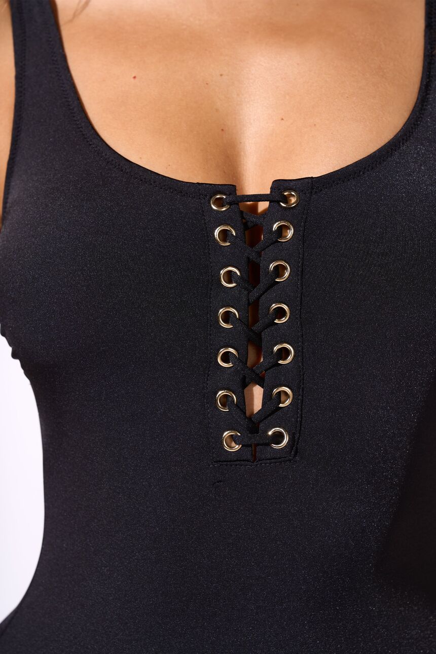 Soft Sculpt Lace-Up Swimsuit - 161 - Core Black